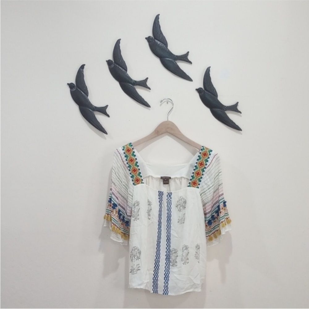 Anthropologie Vineet Bahl Kiera Embroidered Boho Peasant Blouse XS - Runs Large - Picture 4 of 13